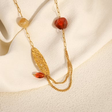 Collier chaîne en acier inoxydable ajouré pour femme, 1 pièce h5 Image4