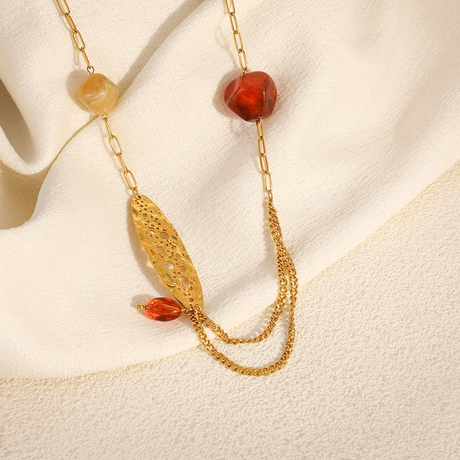 Collier chaîne en acier inoxydable ajouré pour femme, 1 pièce h5Image4