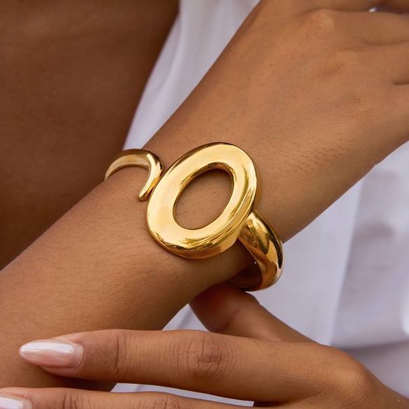 1 Piece Classic Circle Stainless Steel Gold Color Women's Bangles