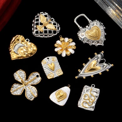 1 Stück gemischte Gold- und Silberfarben-Anhänger aus Edelstahl für Damen h5 Bild4