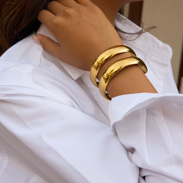 Braccialetti da donna classici in acciaio inossidabile color oro, 1 pezzo