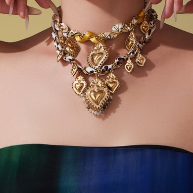 Parures de bijoux pour femmes en acier inoxydable couleur or et pierre naturelle Vogue Heart h5 Image4