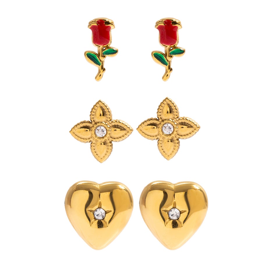 1 set di orecchini da donna in acciaio inossidabile color oro rosa 