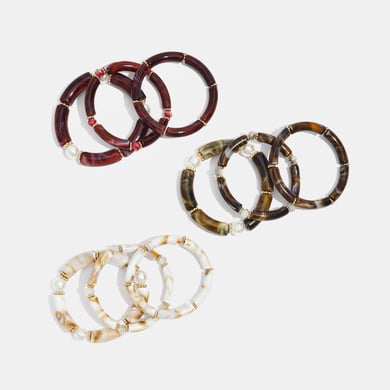 1 set di braccialetti in acrilico con colori sfumati retrò h5 Immagine4