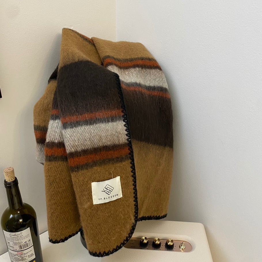 1 pieza de bufanda de invierno de poliéster con estampado de cuadros suaves