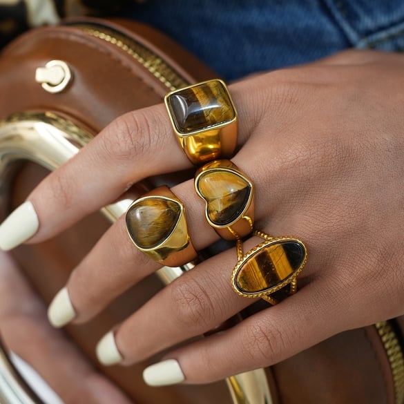 1 Piece  Retro Irregular Shape Stainless Steel  Gold Color Women’s  Statement Rings