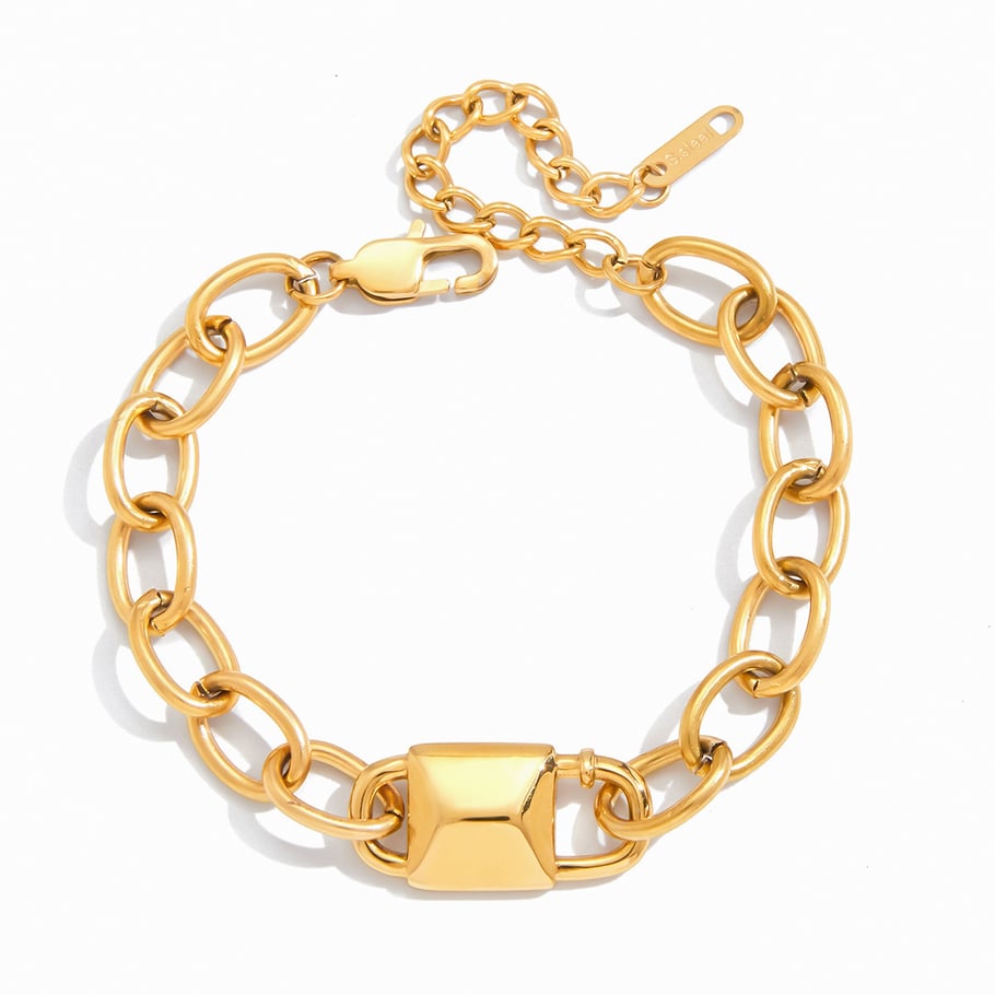 Modernes Schloss Edelstahl Gold Farbe Damen Schmuck Sets