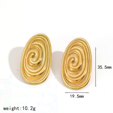 1 Paar Ohrstecker aus Edelstahl mit Vortex-Muster in Goldfarbe h5 