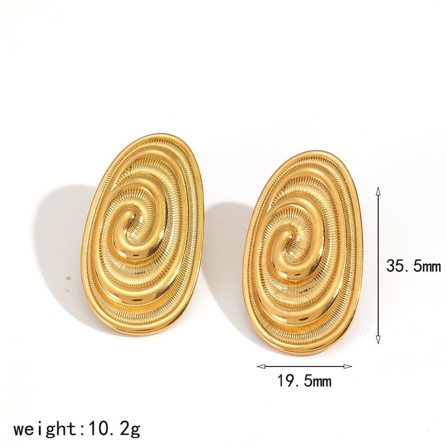 1 Paar Ohrstecker aus Edelstahl mit Vortex-Muster in Goldfarbe 