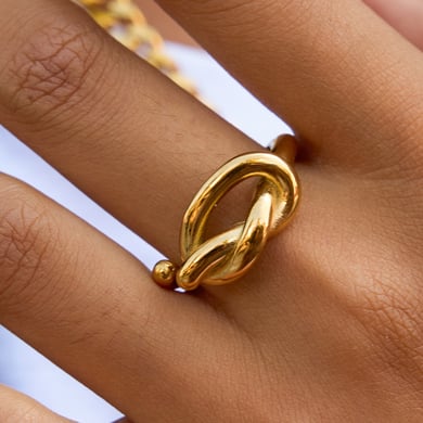 1 Stück gestaltbare Twist Edelstahl Gold Farbe Damen minimalistische Ringe h5 Bild6