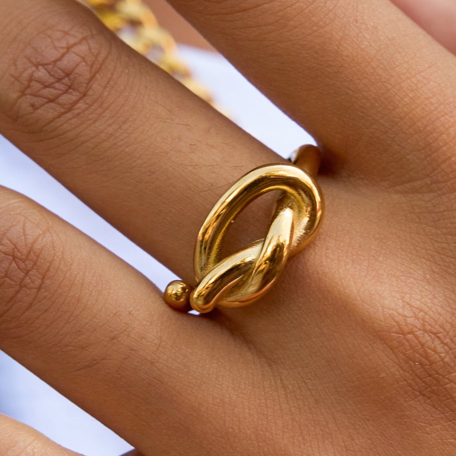 1 Stück gestaltbare Twist Edelstahl Gold Farbe Damen minimalistische Ringe h5Bild6