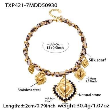 Parures de bijoux pour femmes en acier inoxydable couleur or et pierre naturelle Vogue Heart h5 