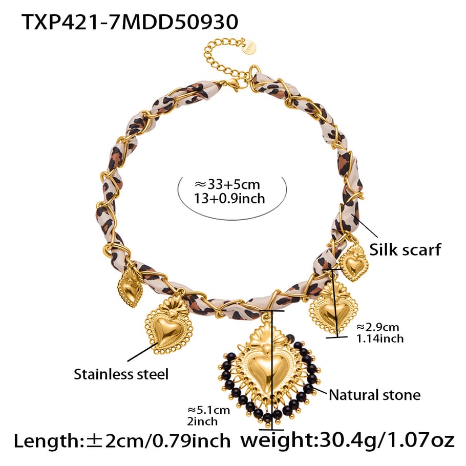 Parures de bijoux pour femmes en acier inoxydable couleur or et pierre naturelle Vogue Heart