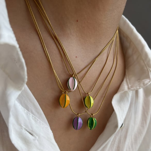 1 Piece Enamel Star Fruit Stainless Steel Pendant Necklace