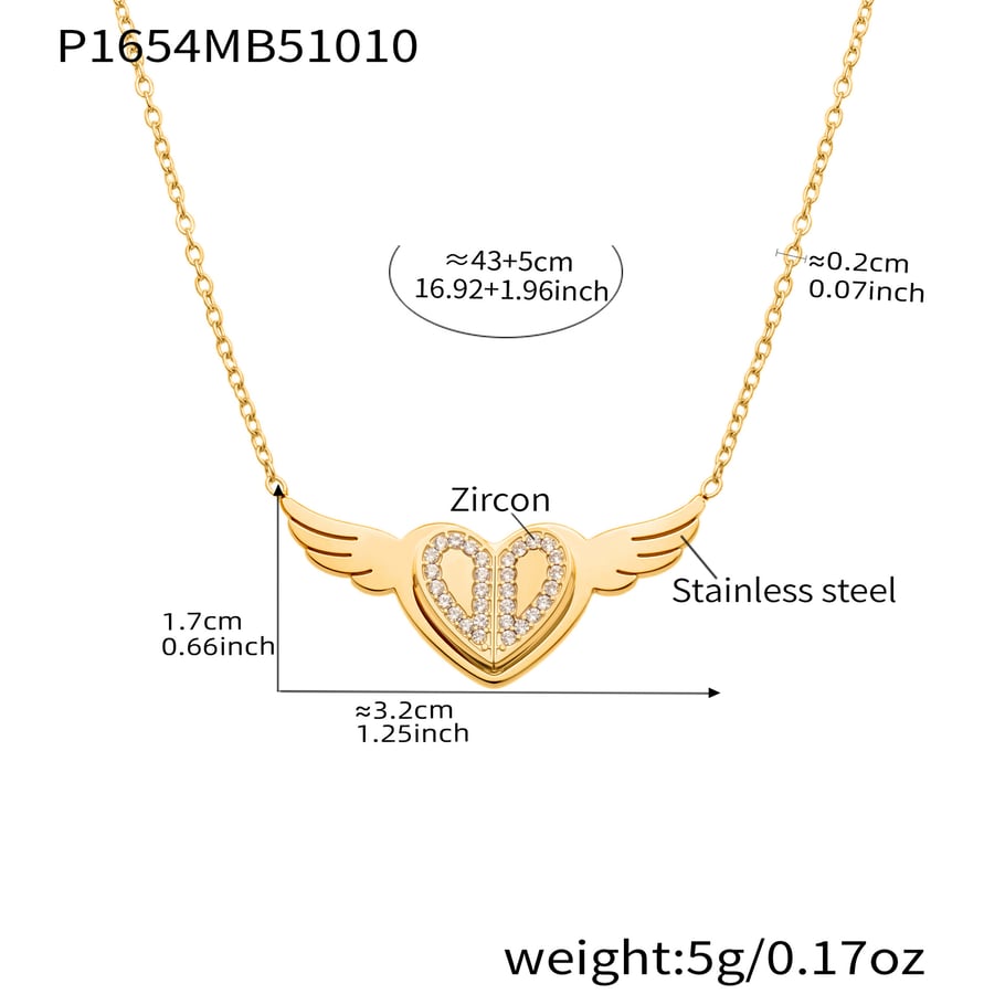 Collier avec pendentif romantique en acier inoxydable doré pour femme, motif cœur et balançoires h5Image2