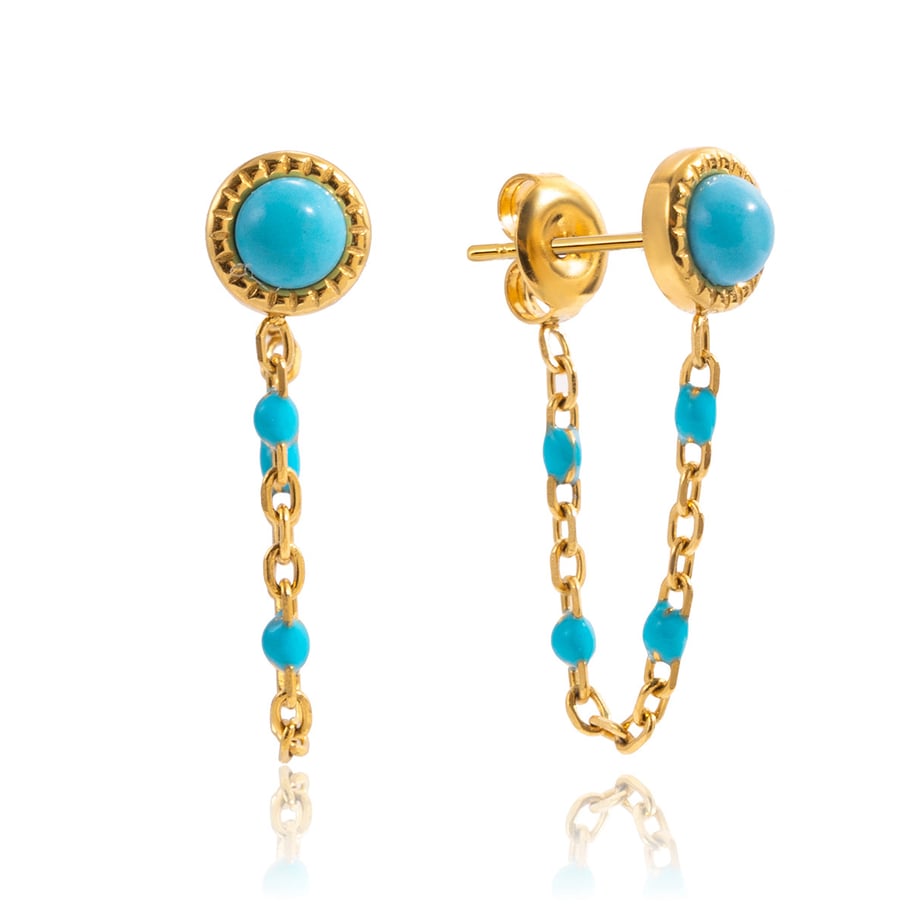 1 Paar klassische Calaite-Kette, Edelstahl, goldfarben, Damen-Ohrstecker