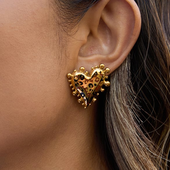 Stylish Leopard Print Stainless Steel Gold Color Women's Jewelry Sets