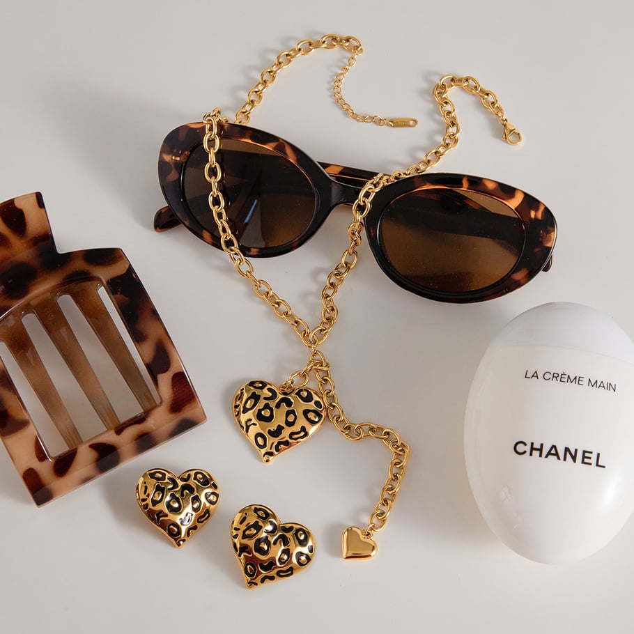 Sexy Leopard Print Stainless Steel Gold Color Women's Jewelry Sets Picture5