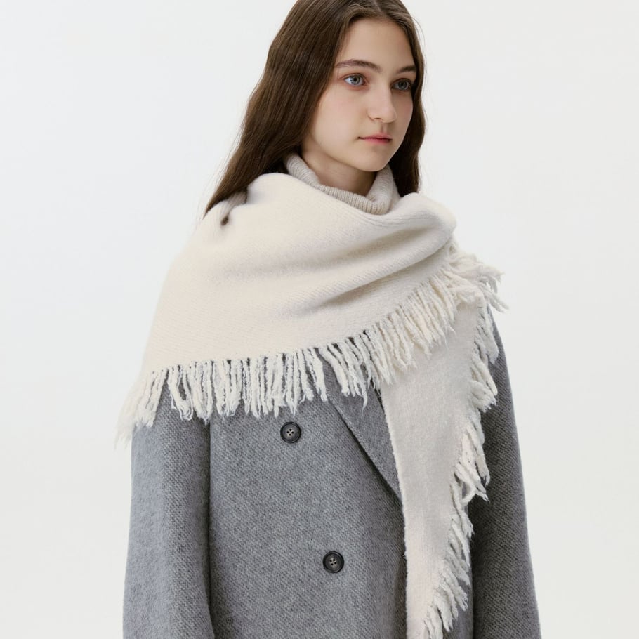 Sciarpa invernale da donna in lana con nappe, classica, tinta unita, 1 pezzo h5Immagine3