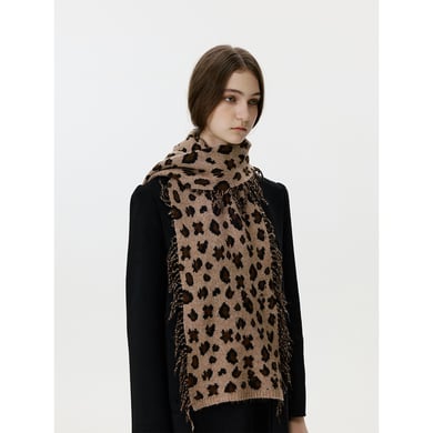 Sciarpa invernale da donna in lana con nappe e stampa leopardata, 1 pezzo h5 