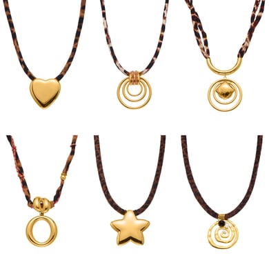 1 collar con colgante de acero inoxidable dorado con hilo retro para mujer h5 Imagen5