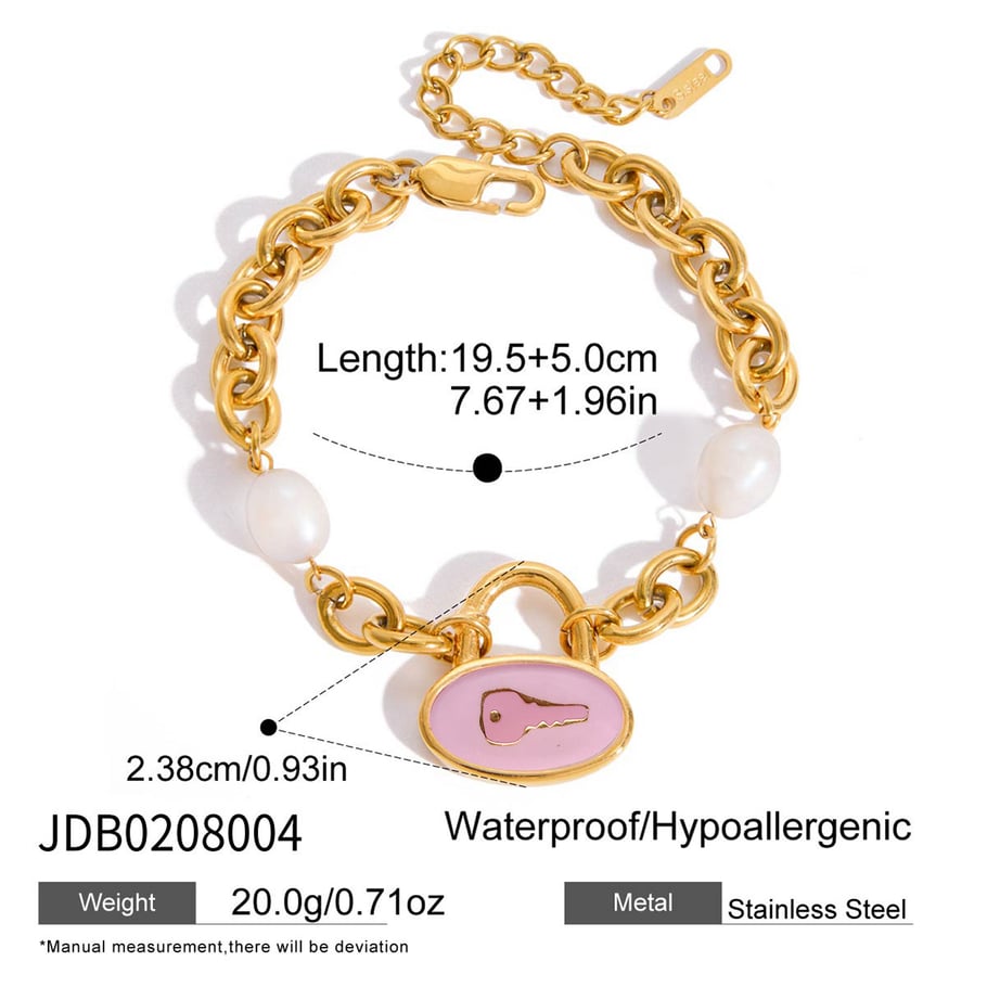 1 Stück süße Schlüssel Edelstahl Gold Farbe Damen Charm Armbänder h5Bild2