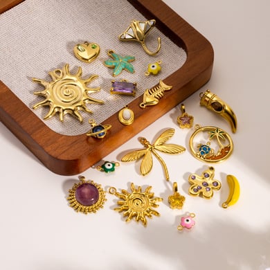 1 Piece  Versatile DIY Flower Sun Stainless Steel  Gold Color  Women's Pendants h5 Picture2