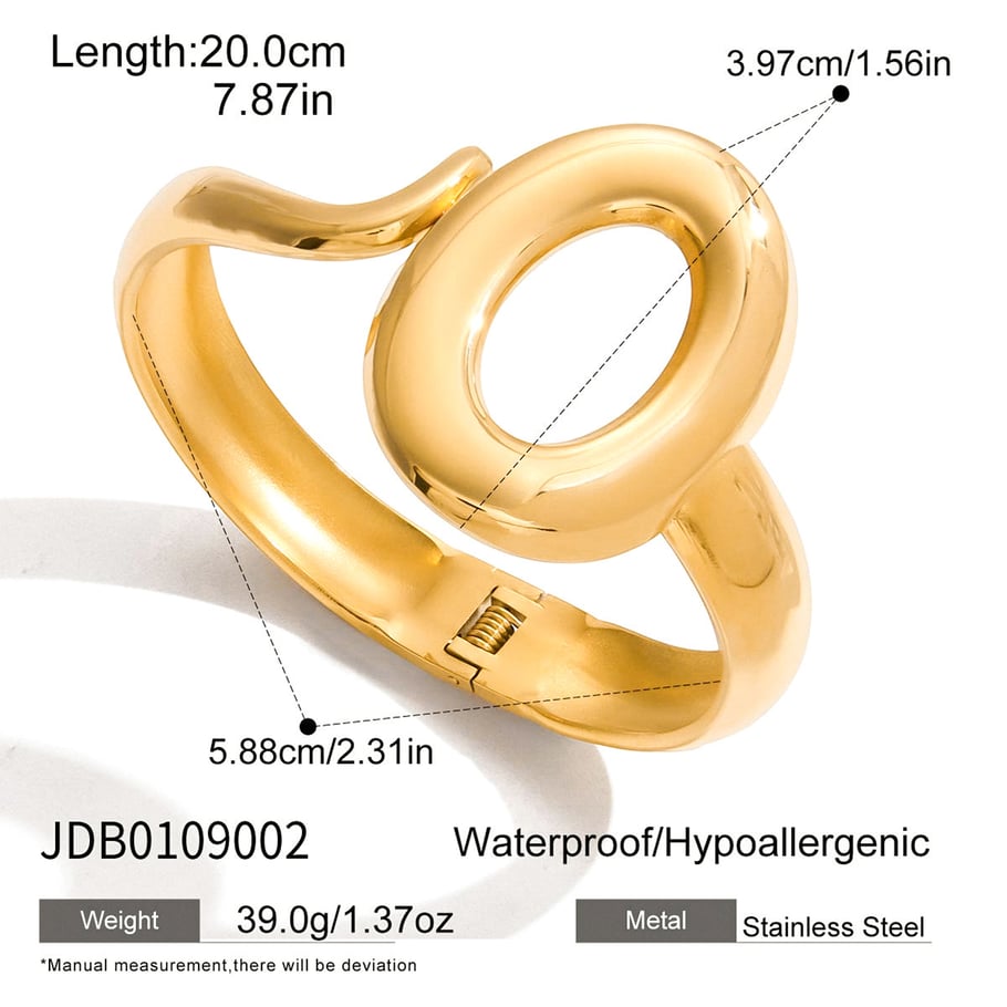 1 Stück klassischer Kreis-Armreif aus Edelstahl in Goldfarbe für Damen h5Bild2