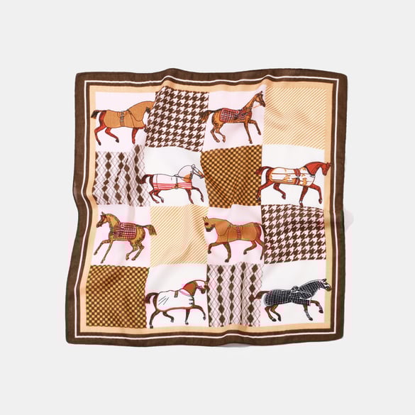 1 Piece Retro Horse Plaid Polyester Bandana 2
