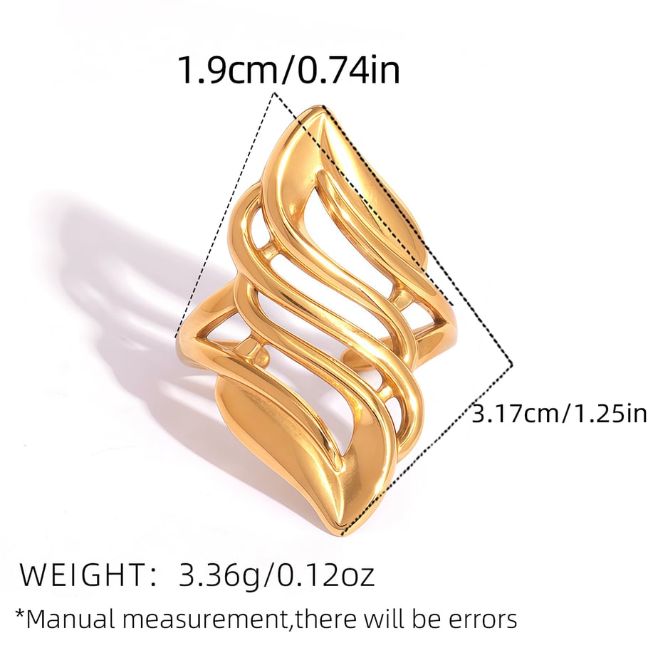 1 Piece Simple Retro Irregular Shape Stainless Steel Gold Color Women's Statement Rings h5Picture2