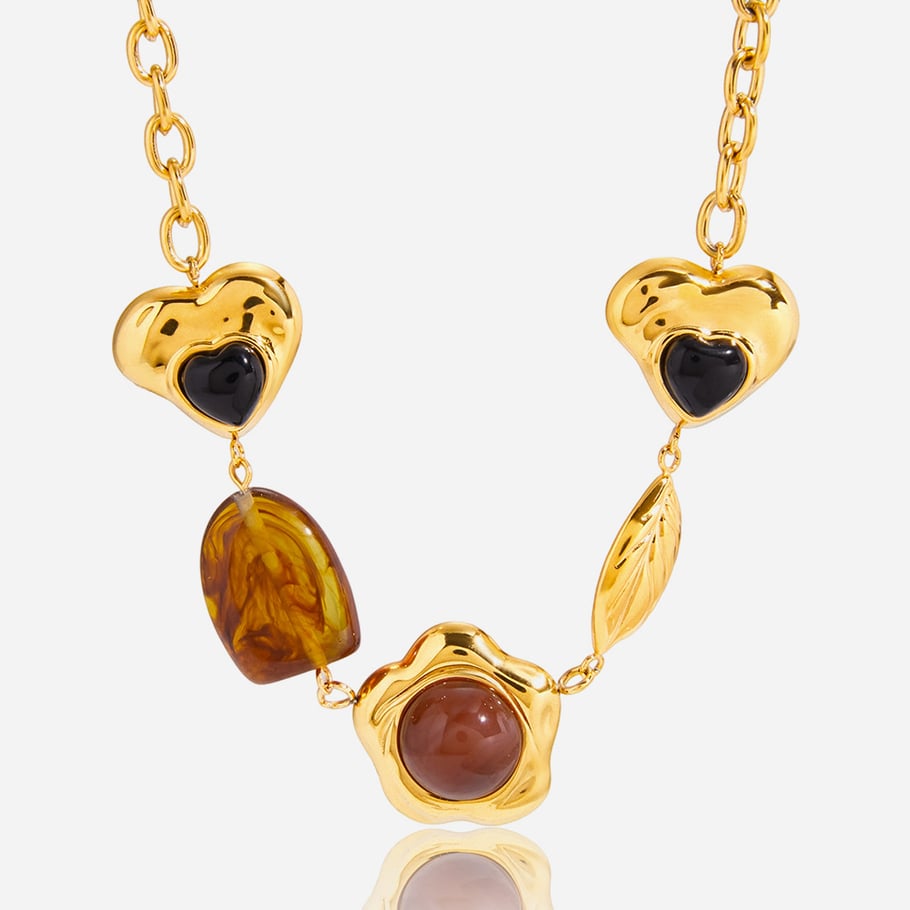 1 Stück glamouröse Blume unregelmäßige Form Edelstahl Gold Farbe Acryl Damen Anhänger Halsketten