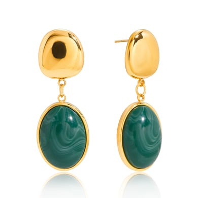 1 paar retro groene cirkelvormige oorbellen van roestvrij staal met gouden acryl voor dames h5 
