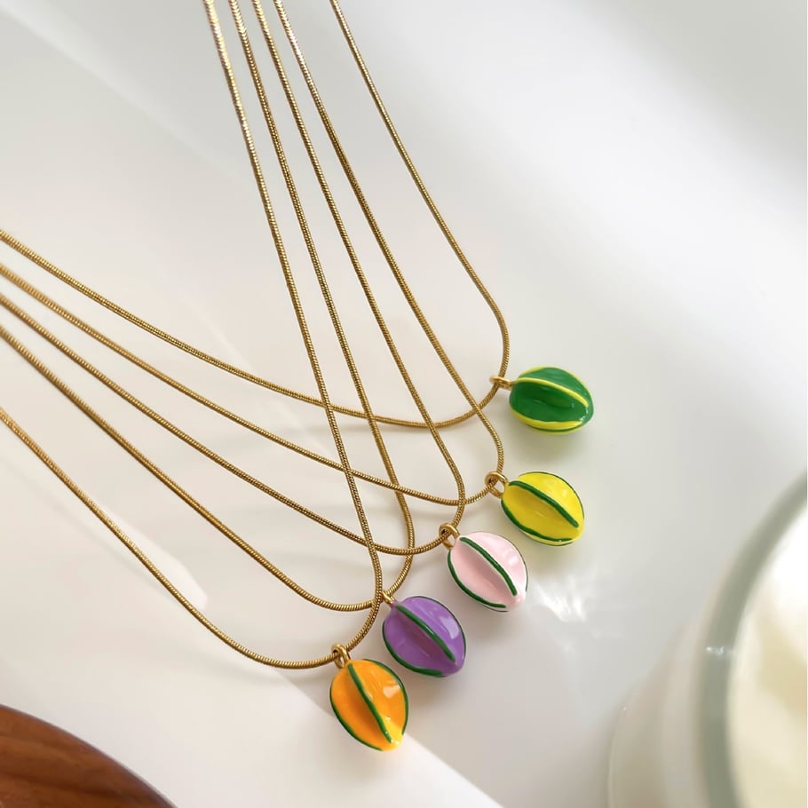1 Piece Enamel Star Fruit Stainless Steel Pendant Necklace Picture4