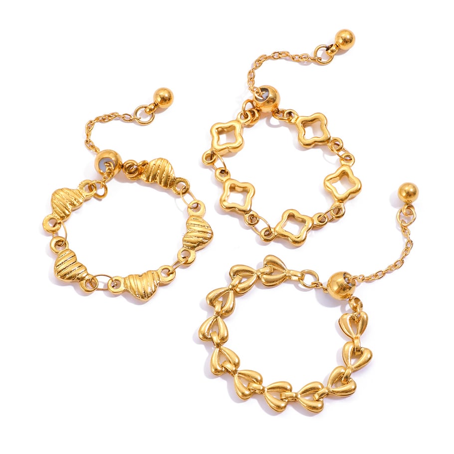 1 Stück süße Herz-Statement-Ringe aus Edelstahl in Goldfarbe h5Bild7