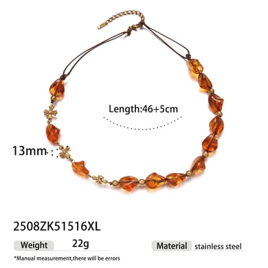 1 Piece Acrylic Beads Stainless Steel Beaded Necklace h5 