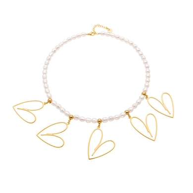 Collier élégant avec pendentif en forme de cœur creux en acier inoxydable couleur or pour femme h5 