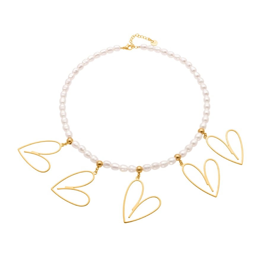 Collier élégant avec pendentif en forme de cœur creux en acier inoxydable couleur or pour femme
