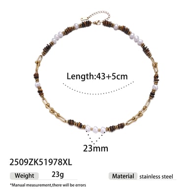 Natural Stone Beads Stainless Steel Pendant Necklaces Set h5 