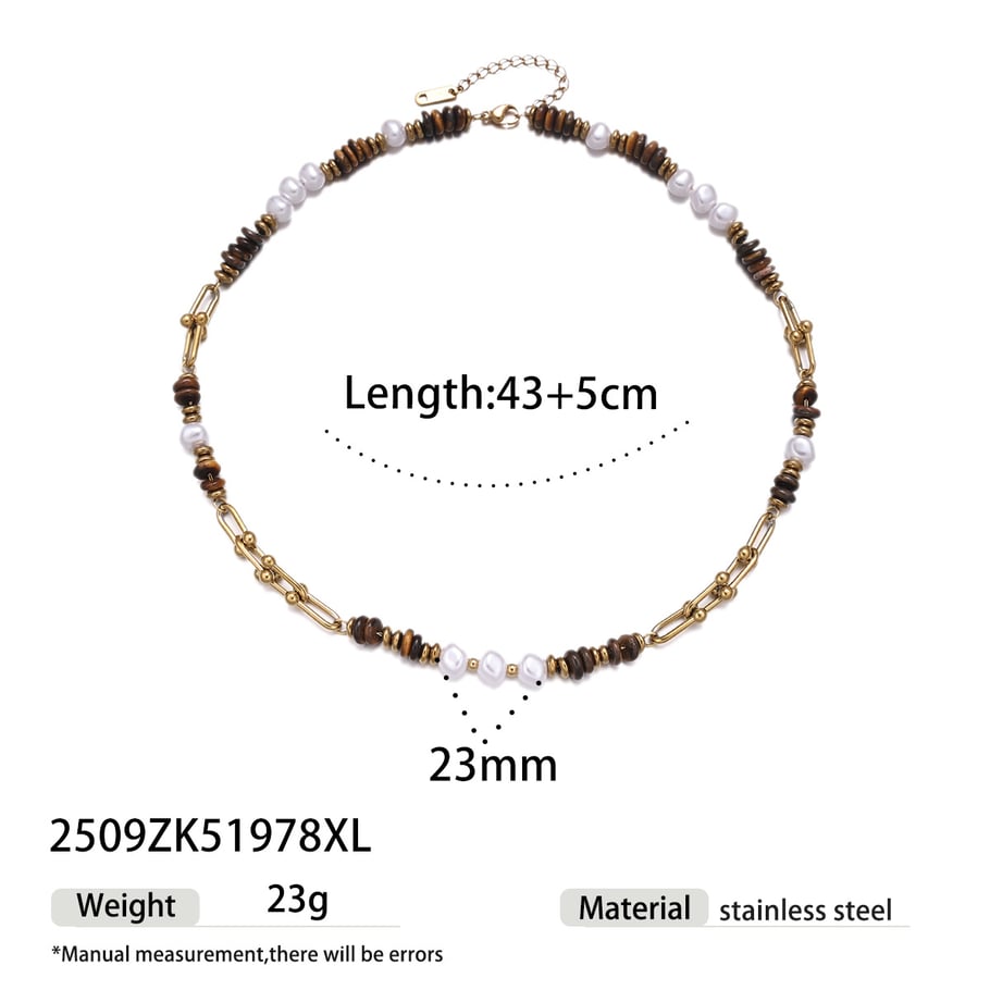 Natural Stone Beads Stainless Steel Pendant Necklaces Set