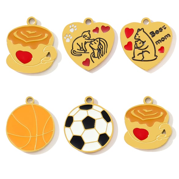 Pendentifs pour femmes en acier inoxydable, motif café amusant, 1 pièce 2