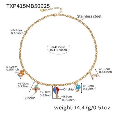 Parures de bijoux pour femmes en acier inoxydable couleur or et zircone, motif montgolfière design h5 