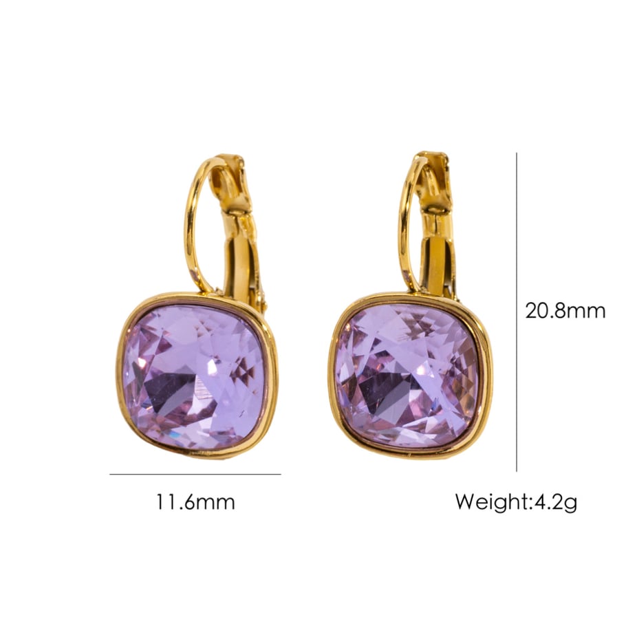 1 paire de boucles d&#39;oreilles pendantes rectangulaires luxueuses et élégantes en acier inoxydable et zircon pour femme 