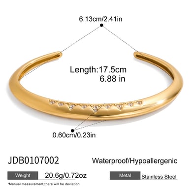 Braccialetti da donna in acciaio inossidabile color oro con triangolo elegante, 1 pezzo h5 Immagine2