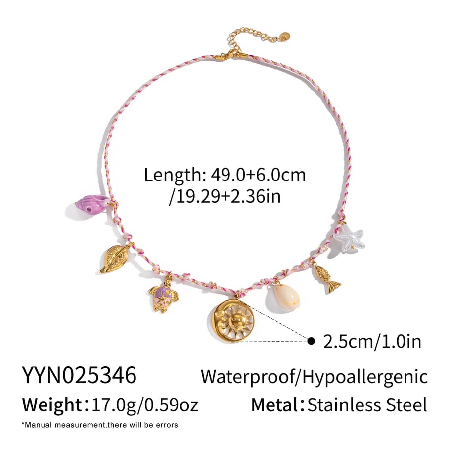 1 collar con colgante oceánico de cadena de cuerda romántica