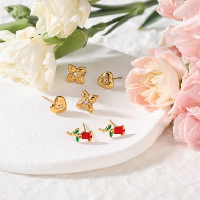 1 set di orecchini da donna in acciaio inossidabile color oro rosa h5 Immagine4