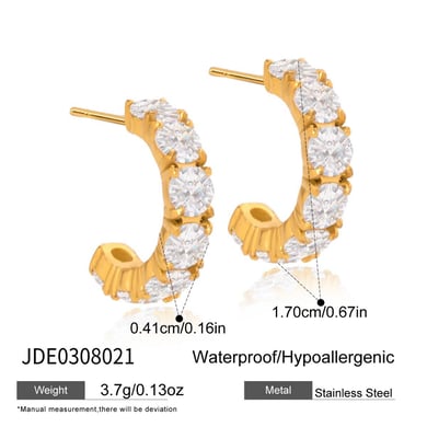 1 Paar luxuriöse kreisförmige Creolen aus Edelstahl in Goldfarbe mit Zirkonia für Damen h5 Bild2