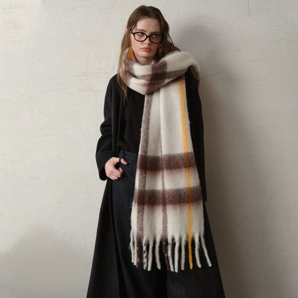 1 Stück karierter Polyester-Winterschal 2