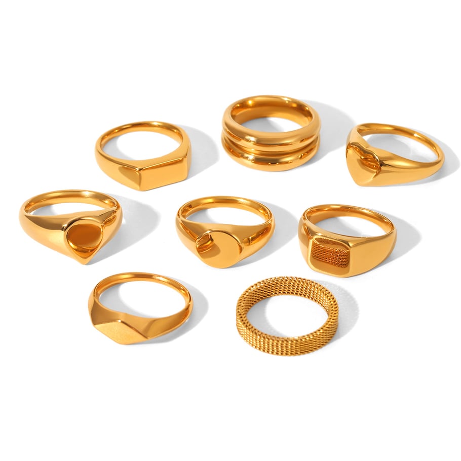 1 Piece Simple Stainless Steel Gold Color Minimalist Ring h5Picture5