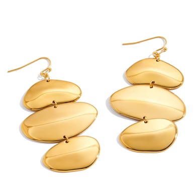 Schlanke, unregelmäßige, ovale Schmucksets aus Edelstahl in Goldfarbe für Damen h5 