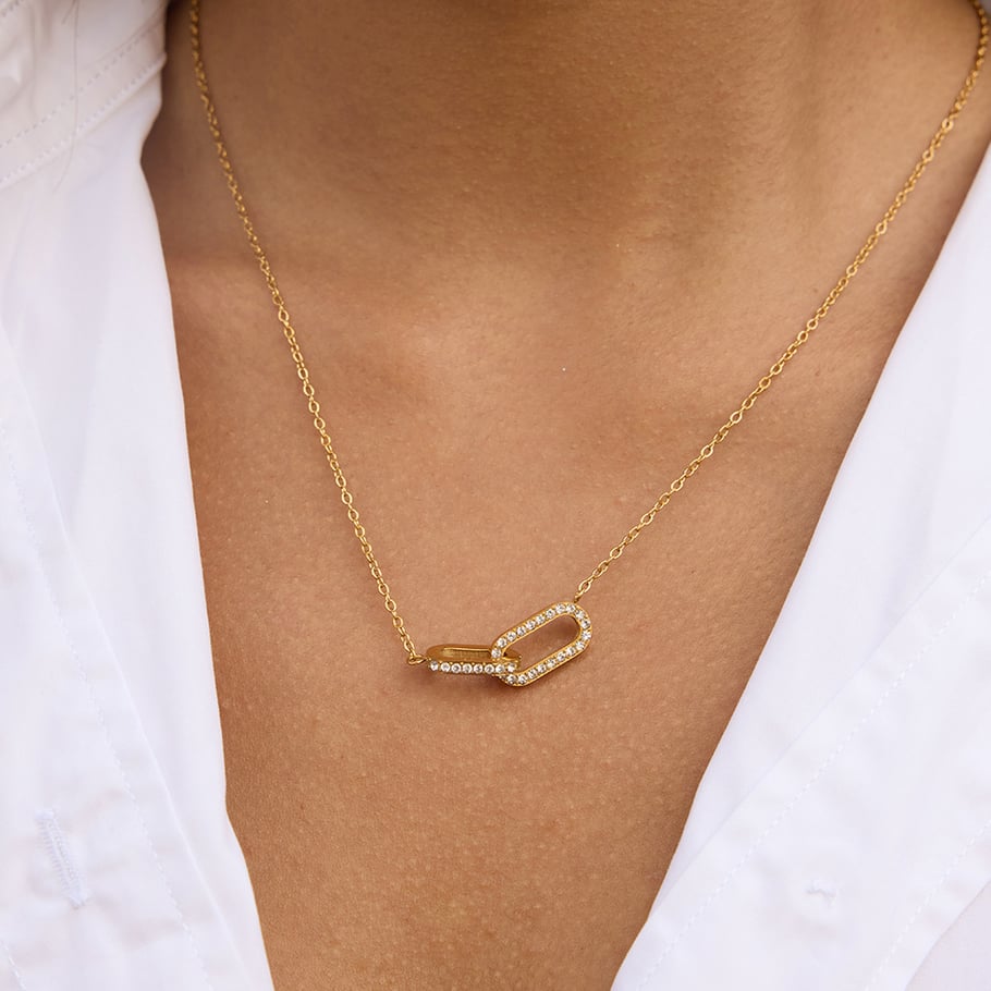 1 Stück klassischer Kreis Edelstahl Gold Farbe Zirkon Damen Anhänger Halsketten h5Bild4